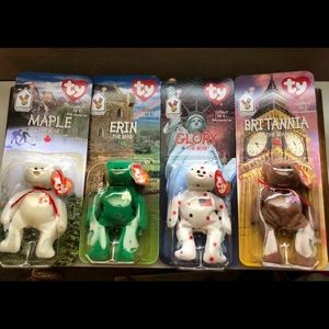 TY BEANIE BABIES MCDONALDS INTERNATIONAL BEARS SET OF (4) RARE VINTAGE